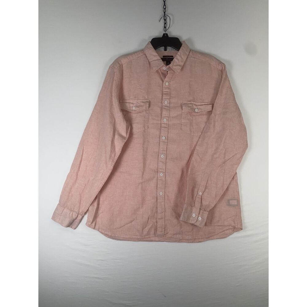 Marc Anthony Shirt Mens XL Pink Linen Long Sleeve Button Up Business Casual